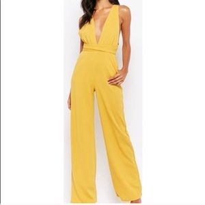 Yellow Plunging jumpsuit